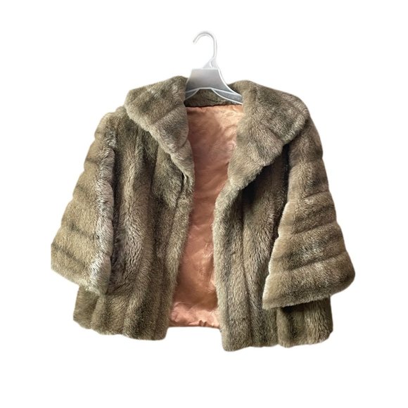 Regina Glenara By Glenoit Vintage Brown Faux Fur Women’s Shawl Wrap Medium Prom - Picture 1 of 6